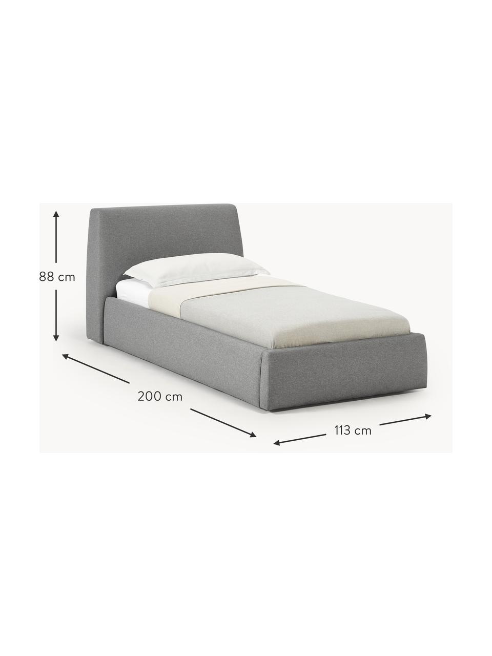 Einzelbett Cloud, Bezug: Fein strukturierter Webst, Korpus: Massives Kiefernholz und , Webstoff Anthrazit, B 90 x L 200 cm