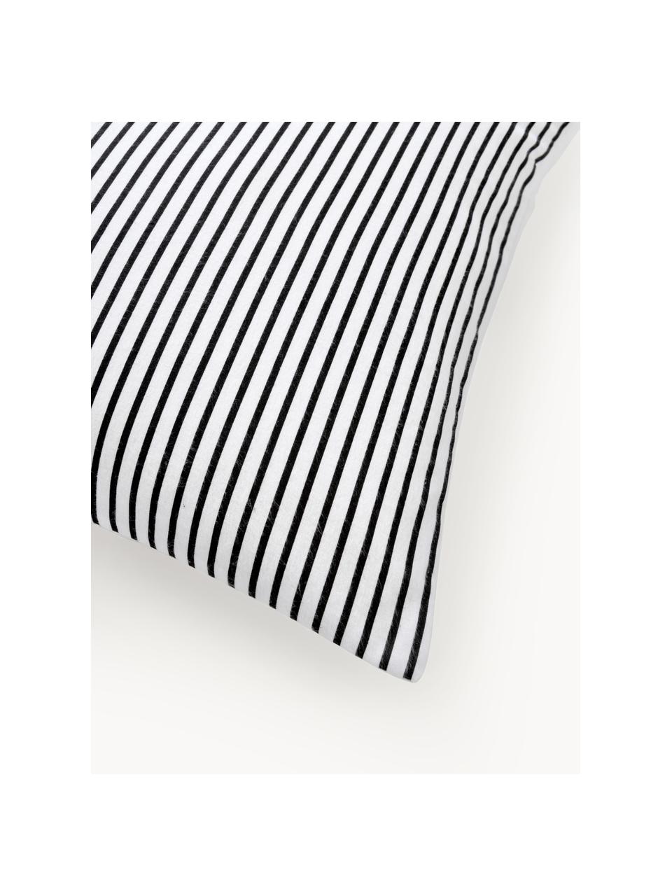 Taie d'oreiller réversible en flanelle motif sapin Noan, Noir, blanc, larg. 50 x long. 70 cm