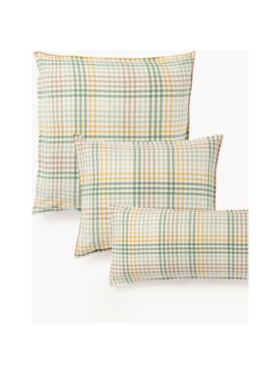 Poszewka na poduszkę z flaneli Eli, Zielony, żółty, S 40 x D 80 cm