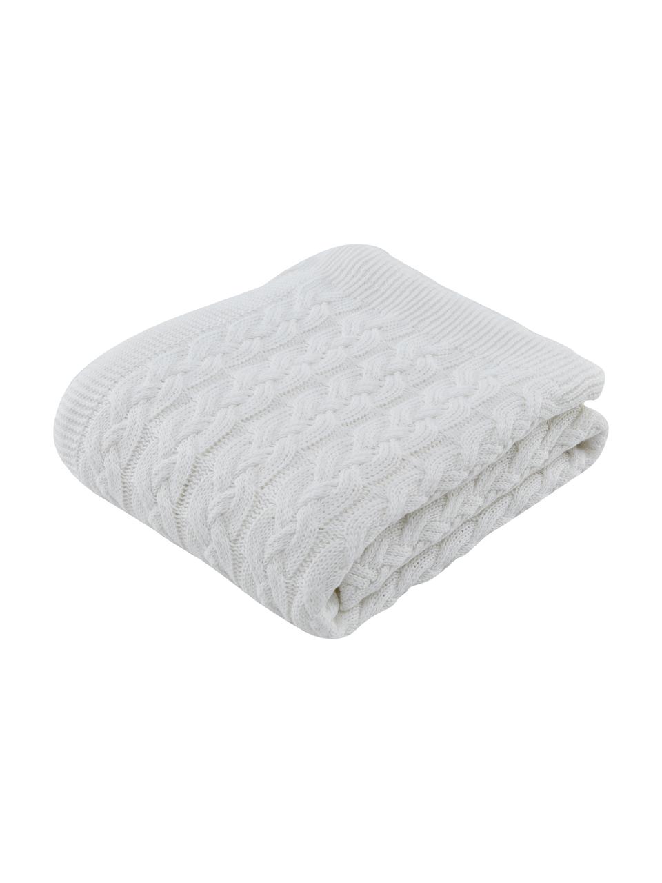 Pletená deka Caleb, 100 % česaná bavlna, Biela, Š 130 x D 170 cm