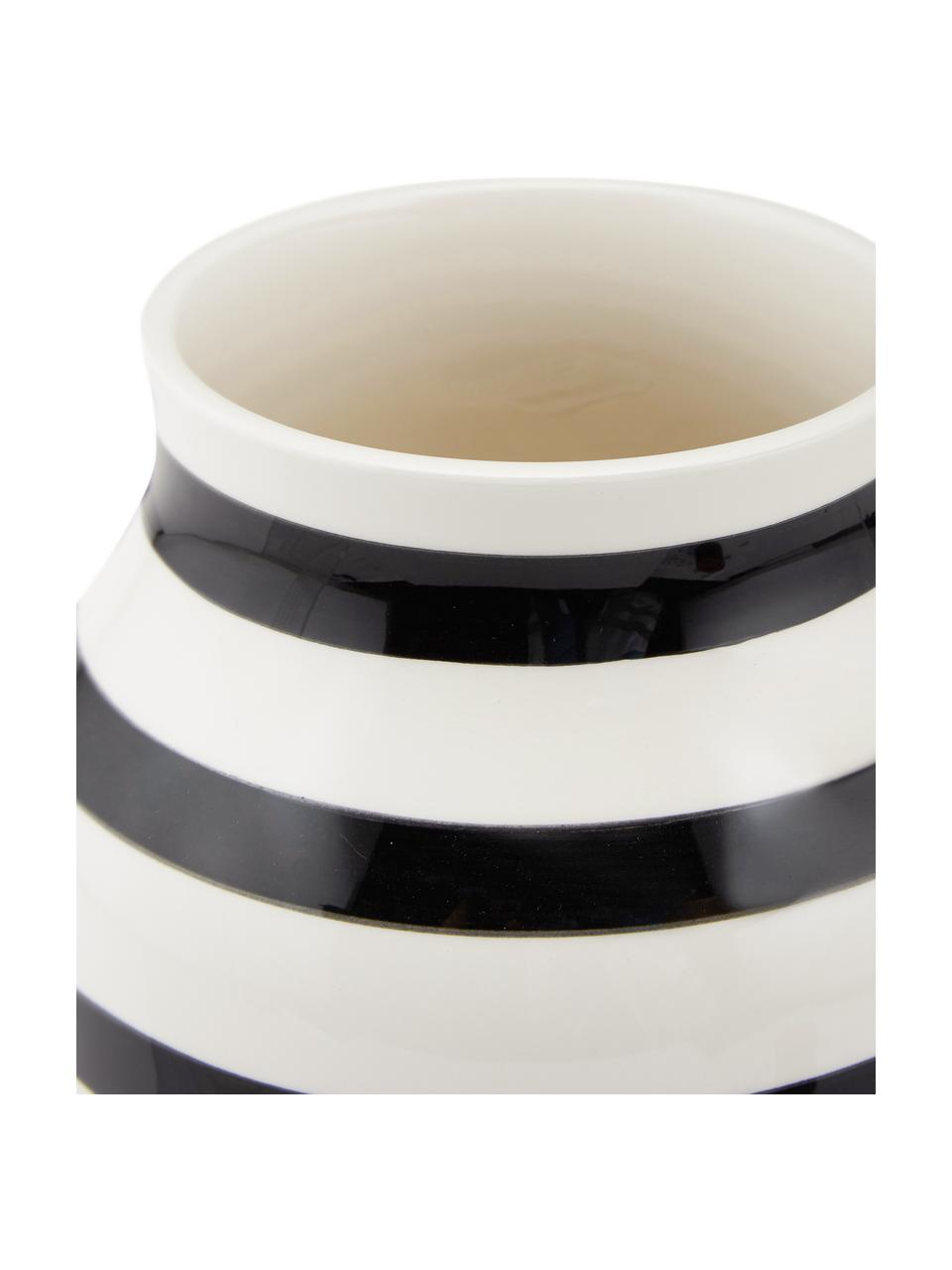 Jarrón artesanal de cerámica Omaggio, Cerámica, Blanco, negro, Ø 17 x Al 20 cm