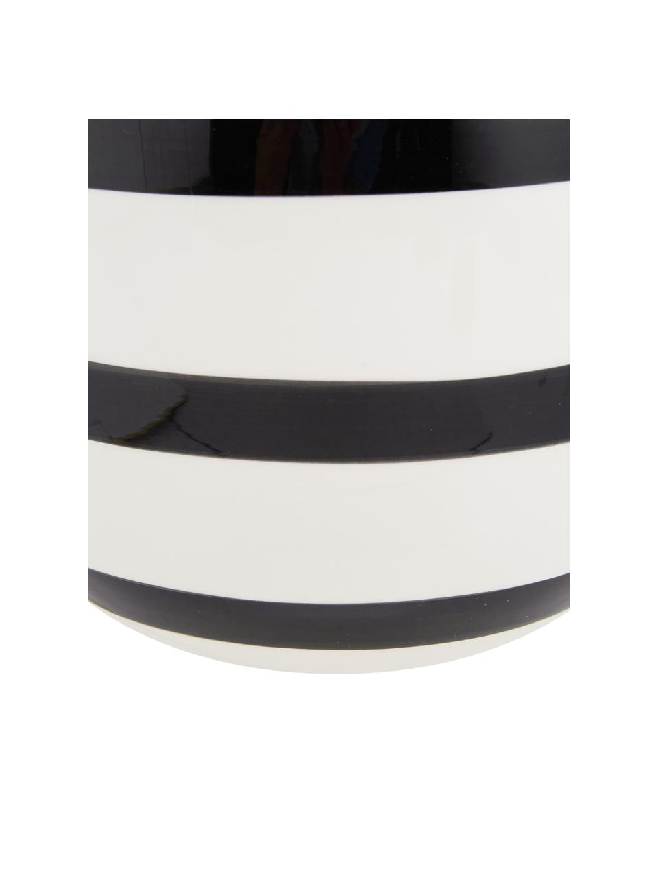 Handgefertigte Keramik-Vase Omaggio, Keramik, Weiß, Schwarz, Ø 17 x H 20 cm