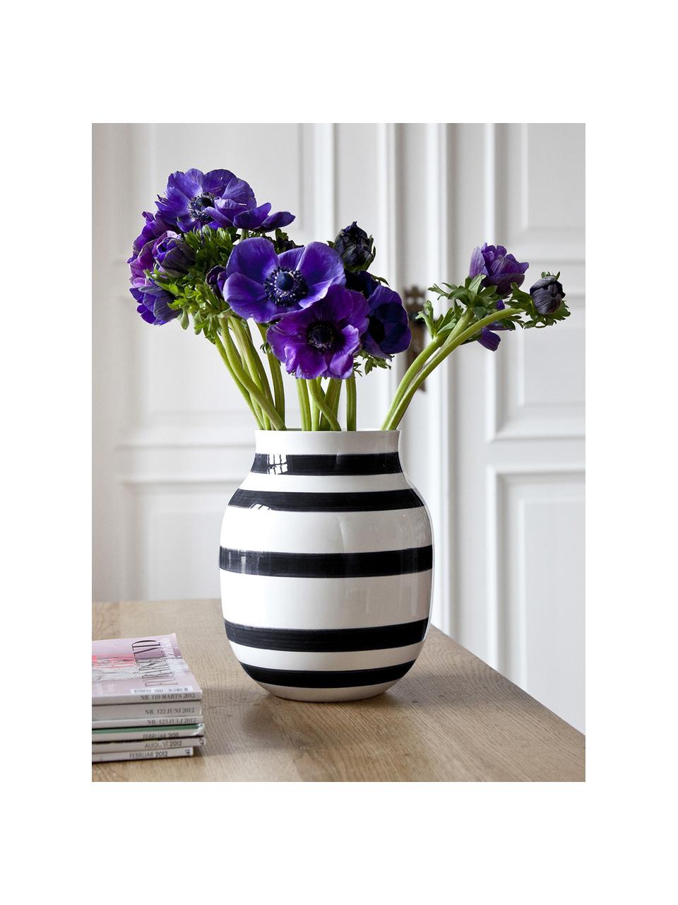Vaso in ceramica fatto a mano Omaggio, Ceramica, Bianco, nero, Ø 17 x Alt. 20 cm