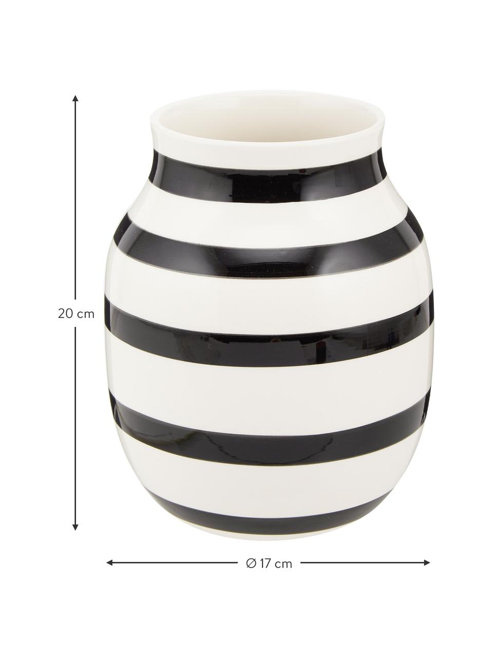 Ręcznie wykonany wazon z ceramiki Omaggio, Ceramika, Czarny, biały, Ø 17 x W 20 cm