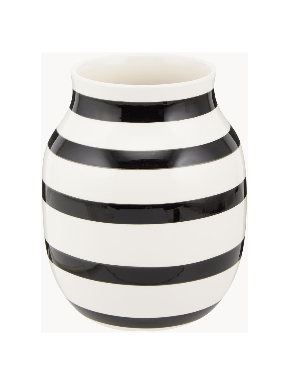 Vase artisanal en céramique Omaggio, haut. 20 cm, Céramique, Blanc, noir, Ø 17 x haut. 20 cm