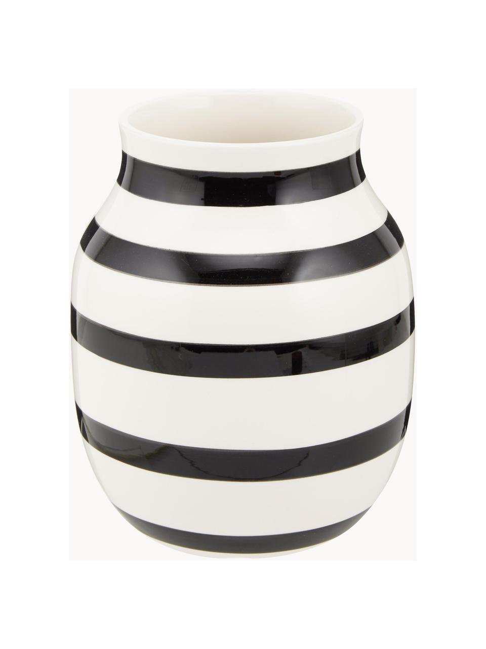 Vaso in ceramica fatto a mano Omaggio, alt. 20 cm, Ceramica, Nero, bianco, Ø 17 x Alt. 20 cm