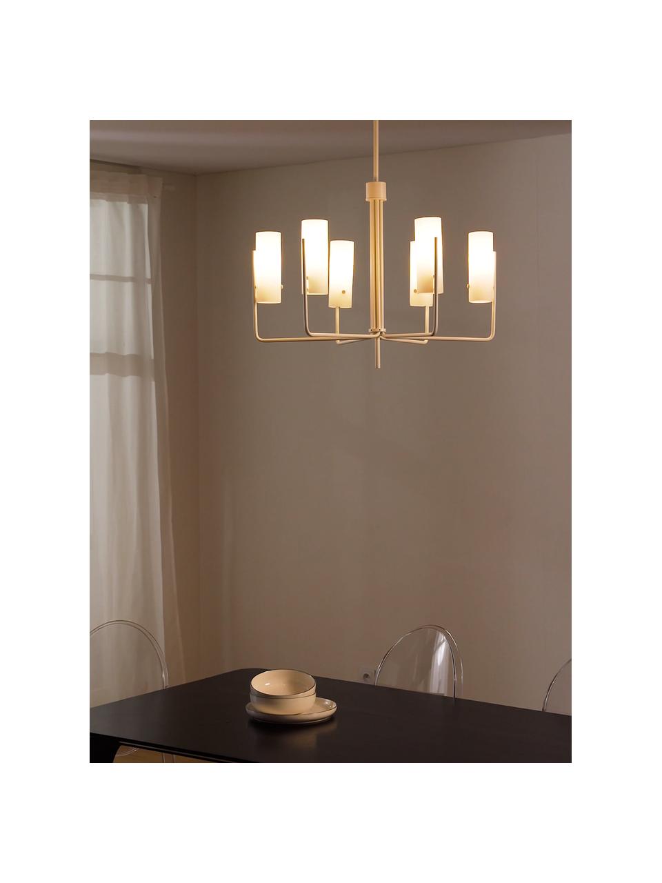 Lámpara de techo grande Vivian, Pantalla: vidrio, Estructura: metal recubierto, Anclaje: metal recubierto, Blanco, Ø 65 x Al 88 cm