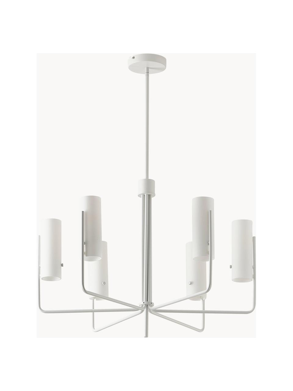 Grote hanglamp Vivian, Lampenkap: glas, Baldakijn: gecoat metaal, Wit, Ø 65 x H 88 cm