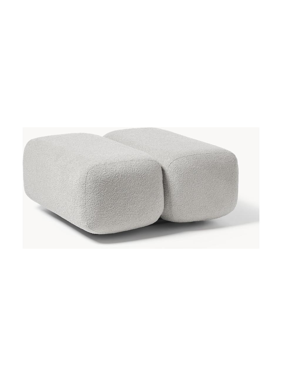 Tabouret en tissu bouclé Caterpillar, Peluche gris clair, larg. 82 x prof. 39 cm