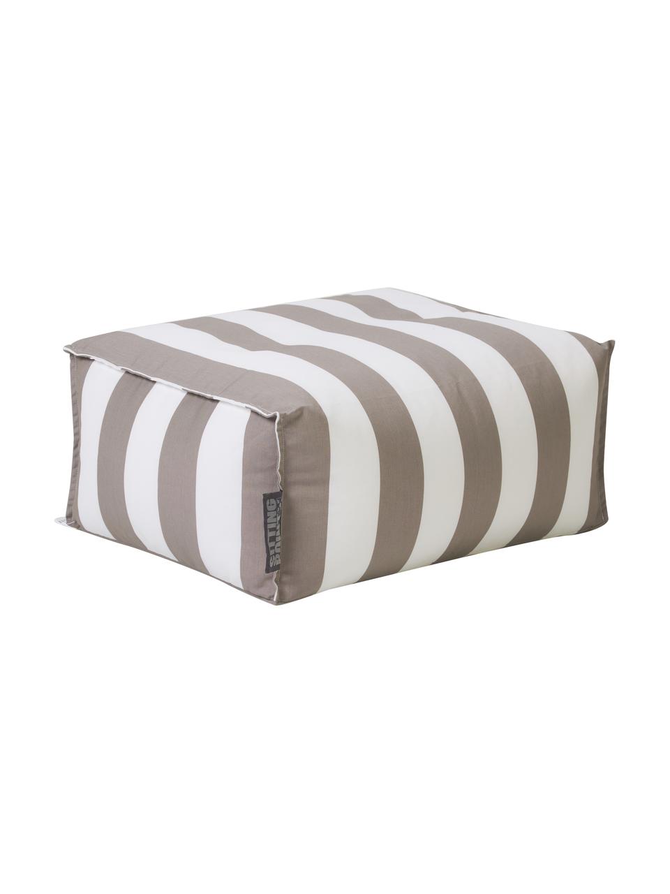 Zewnętrzna poduszka podłogowa Korfu, Tapicerka: 100% polipropylen, powlek, Taupe, biały, S 65 x W 35 cm