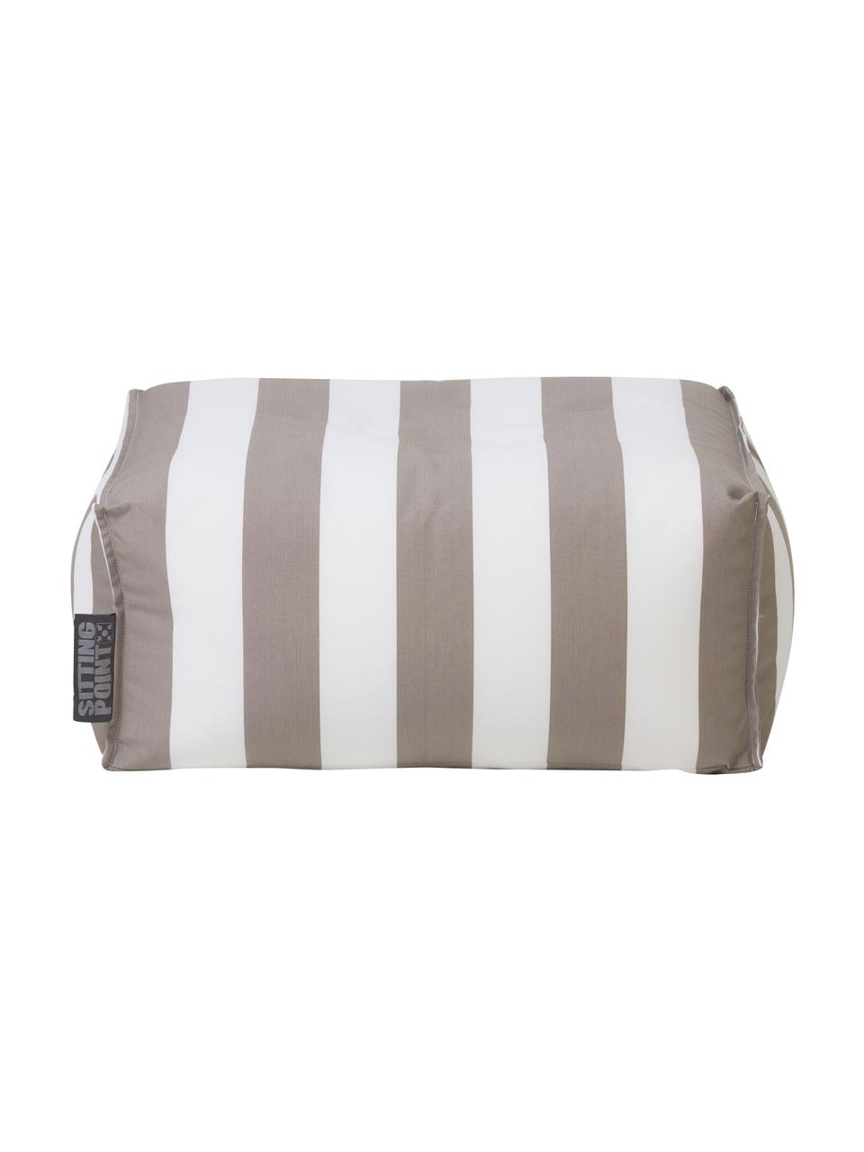Cuscino da pavimento per esterni Korfu, Rivestimento: 100% polipropilene, rives, Taupe, bianco, Larg. 65 x Alt. 35 cm