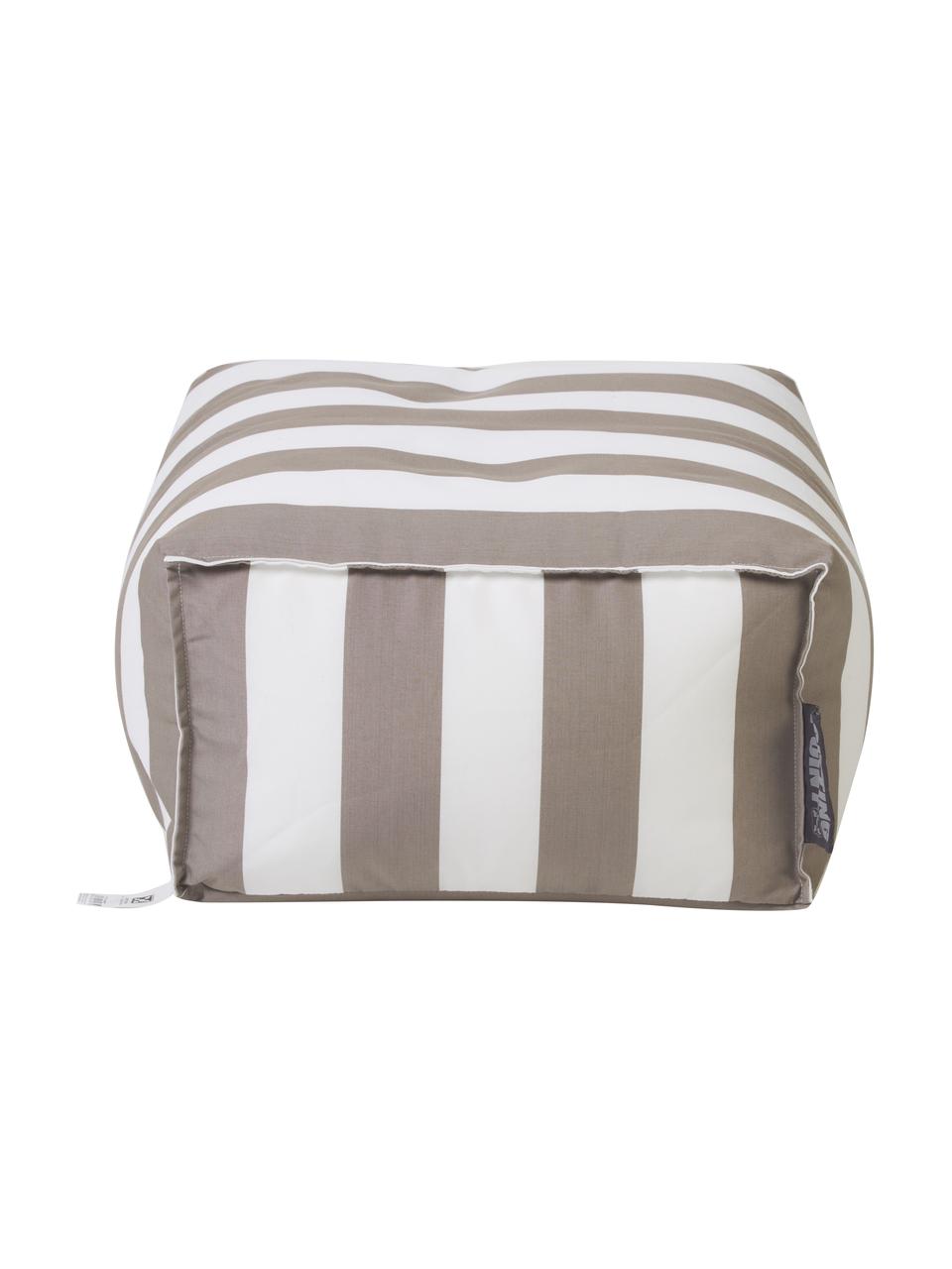 Outdoor-Bodenkissen Korfu, Bezug: 100 % Polypropylen, Teflo, Taupe, Weiß, B 65 x H 35 cm