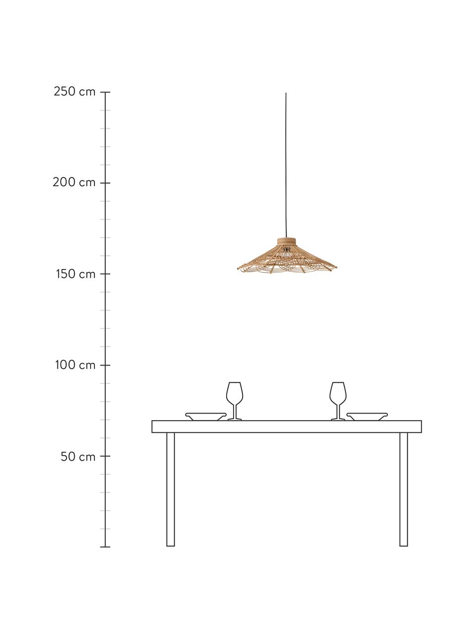 Hanglamp Balie van rotan, Lampenkap: rotan, Baldakijn: gecoat metaal, Lichtbruin, Ø 56 x H 17 cm