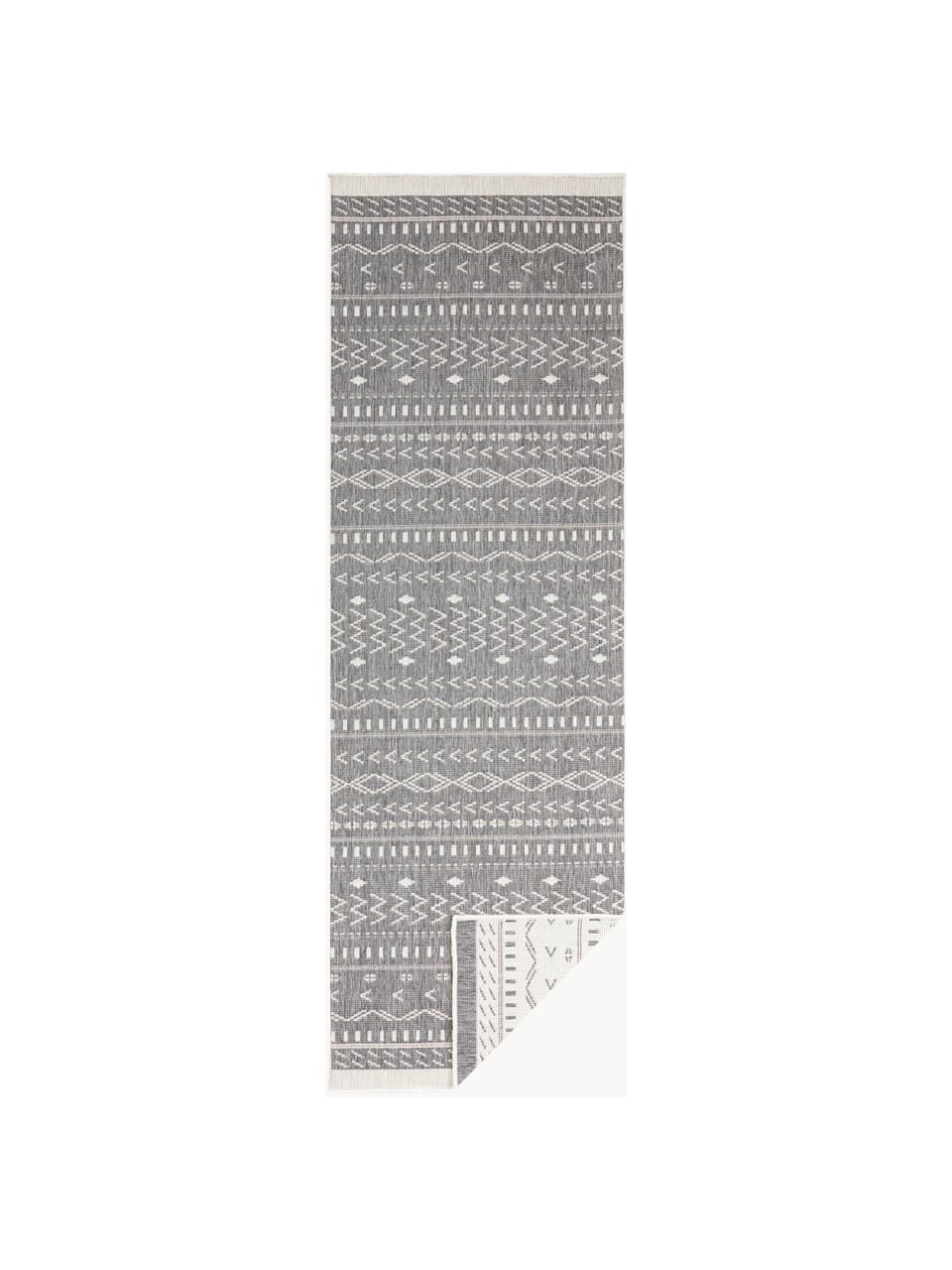 In- und Outdoor-Wendeläufer Kuba, 100% Polypropylen, Off White, Grau, B 80 x L 350 cm