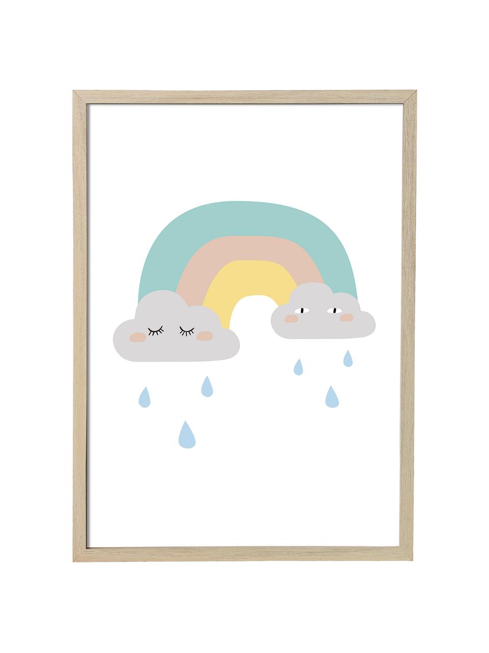 Ingelijste print Rainbow, Lijst: MDF, PVC, Wit, 55 x 75 cm