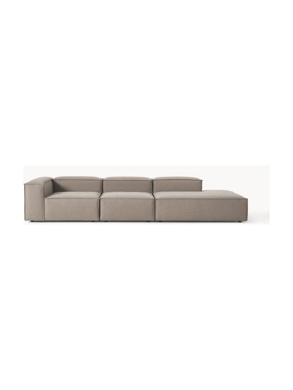 Modulaire XL chaise longue Lennon, Bekleding: 100% polyester De slijtva, Frame: massief grenenhout, multi, Poten: kunststof Dit product is , Geweven stof taupe, B 357 x D 119 cm, armleuning links