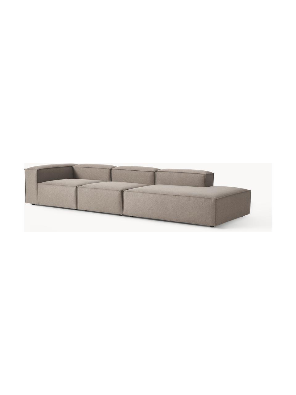 Modulaire XL chaise longue Lennon, Bekleding: 100% polyester De slijtva, Frame: massief grenenhout, multi, Poten: kunststof Dit product is , Geweven stof taupe, B 357 x D 119 cm, armleuning rechts