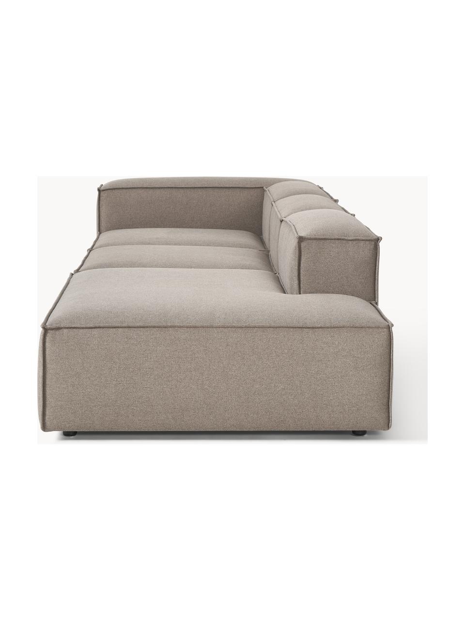 Modulaire XL chaise longue Lennon, Bekleding: 100% polyester De slijtva, Frame: massief grenenhout, multi, Poten: kunststof Dit product is , Geweven stof taupe, B 357 x D 119 cm, armleuning links