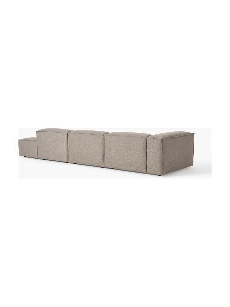 Diván modular grande Lennon, Tapizado: 100% poliéster Alta resis, Estructura: madera contrachapada de p, Patas: plástico Este producto es, Tejido gris pardo, An 357 x F 119 cm, reposabrazos derecho