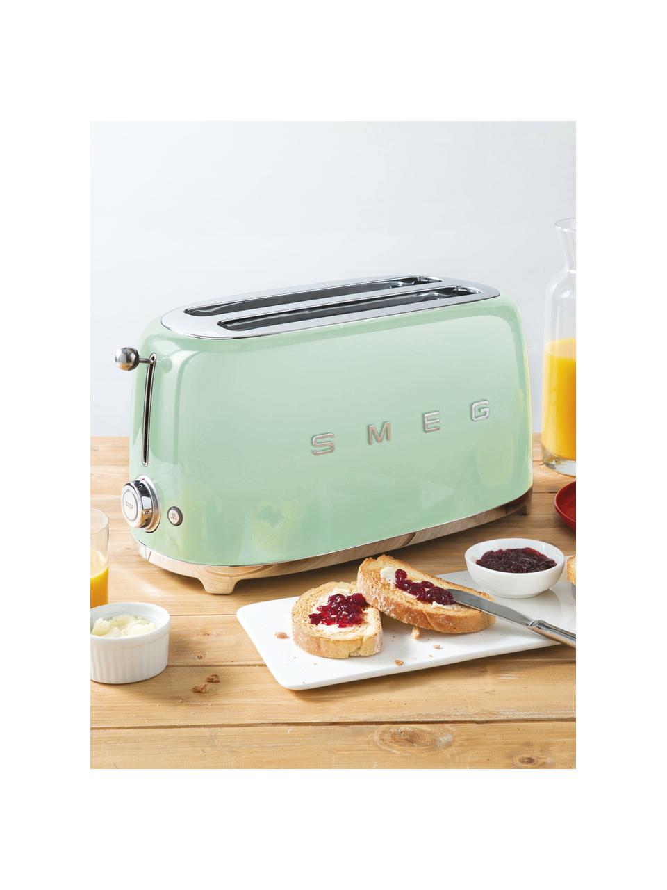 Langschlitztoaster 50's Style, Edelstahl, lackiert, Mintgrün, glänzend, B 41 x T 21 cm