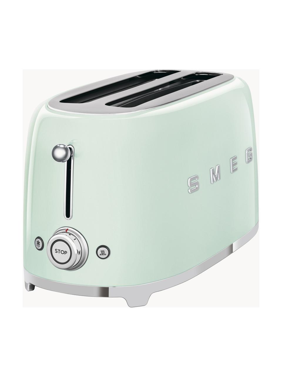 Langschlitztoaster 50's Style, Edelstahl, lackiert, Mintgrün, glänzend, B 41 x T 21 cm