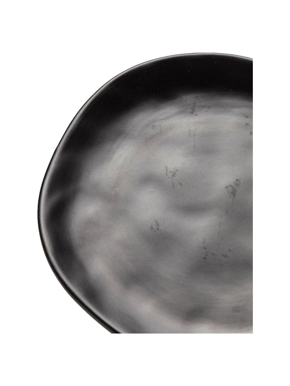 Snídaňové talíře Organic, 4 ks, Kamenina, Černá, Ø 20 cm