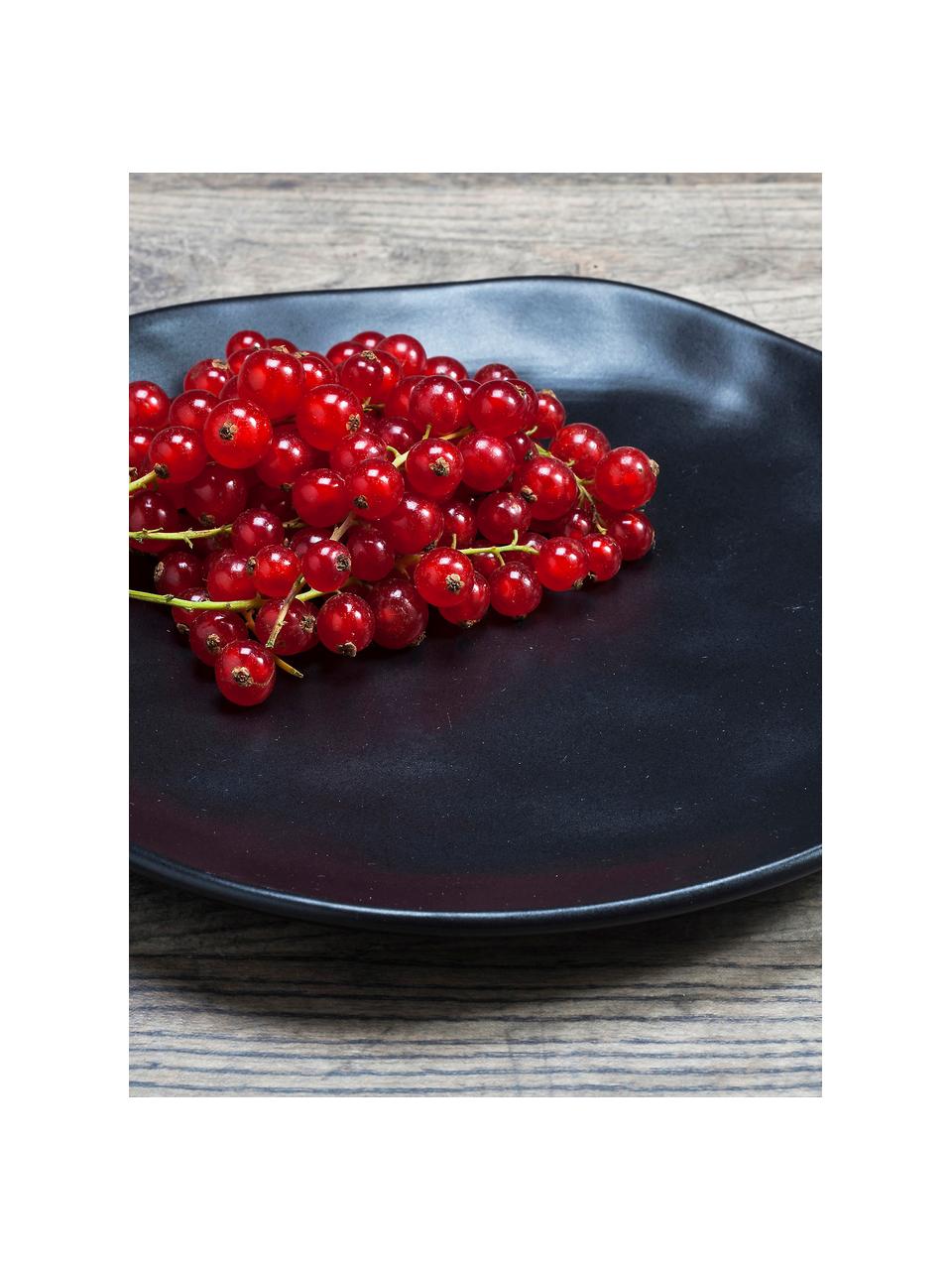 Platos postre Organic, 4 uds., Gres, Negro, Ø 20 cm