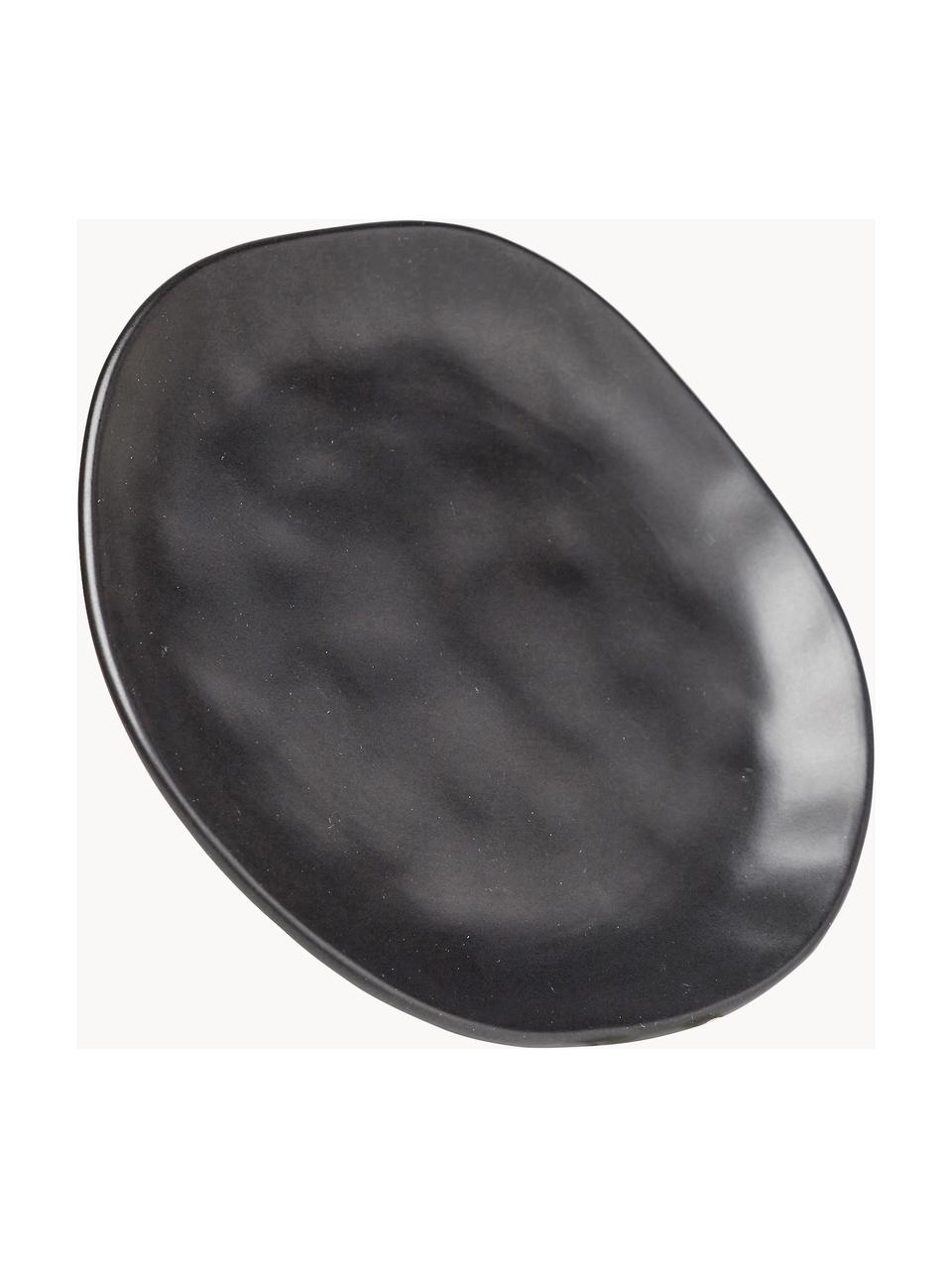 Platos postre Organic, 4 uds., Cerámica de gres, Negro, Ø 20 cm