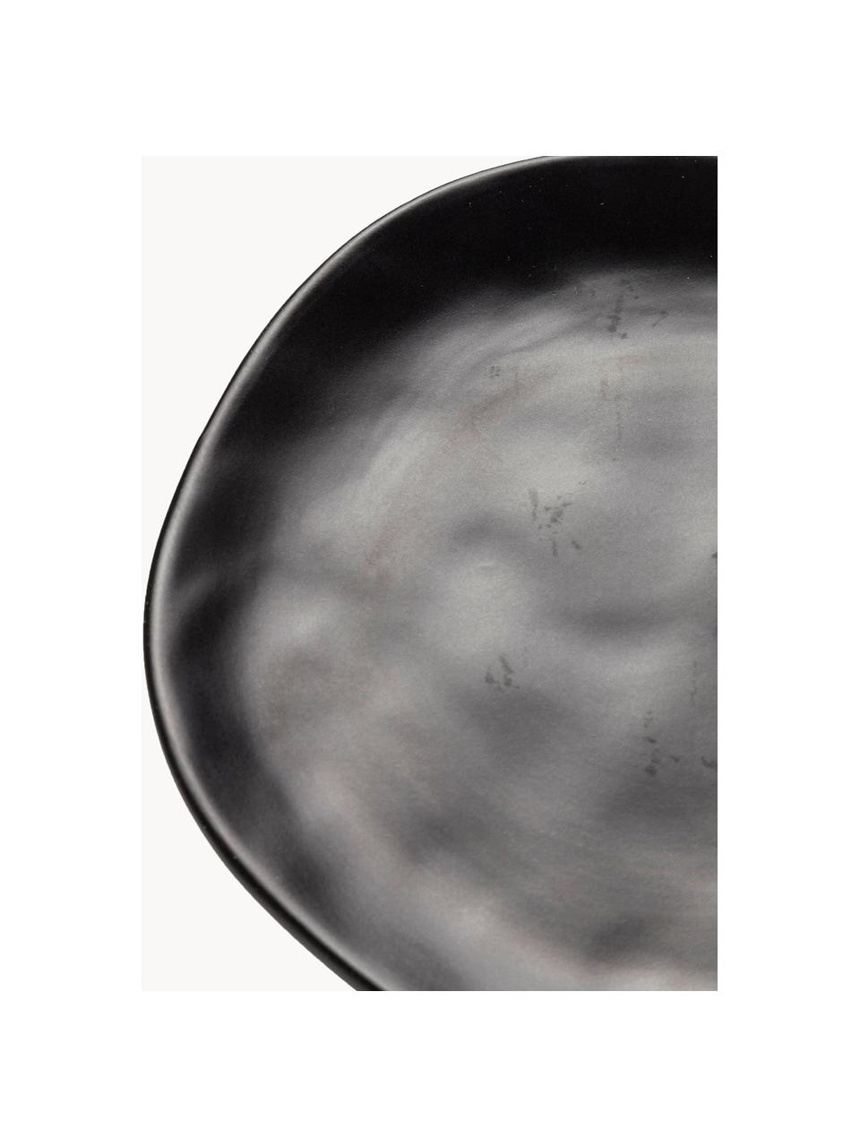 Snídaňové talíře Organic, 4 ks, Kamenina, Černá, Ø 20 cm