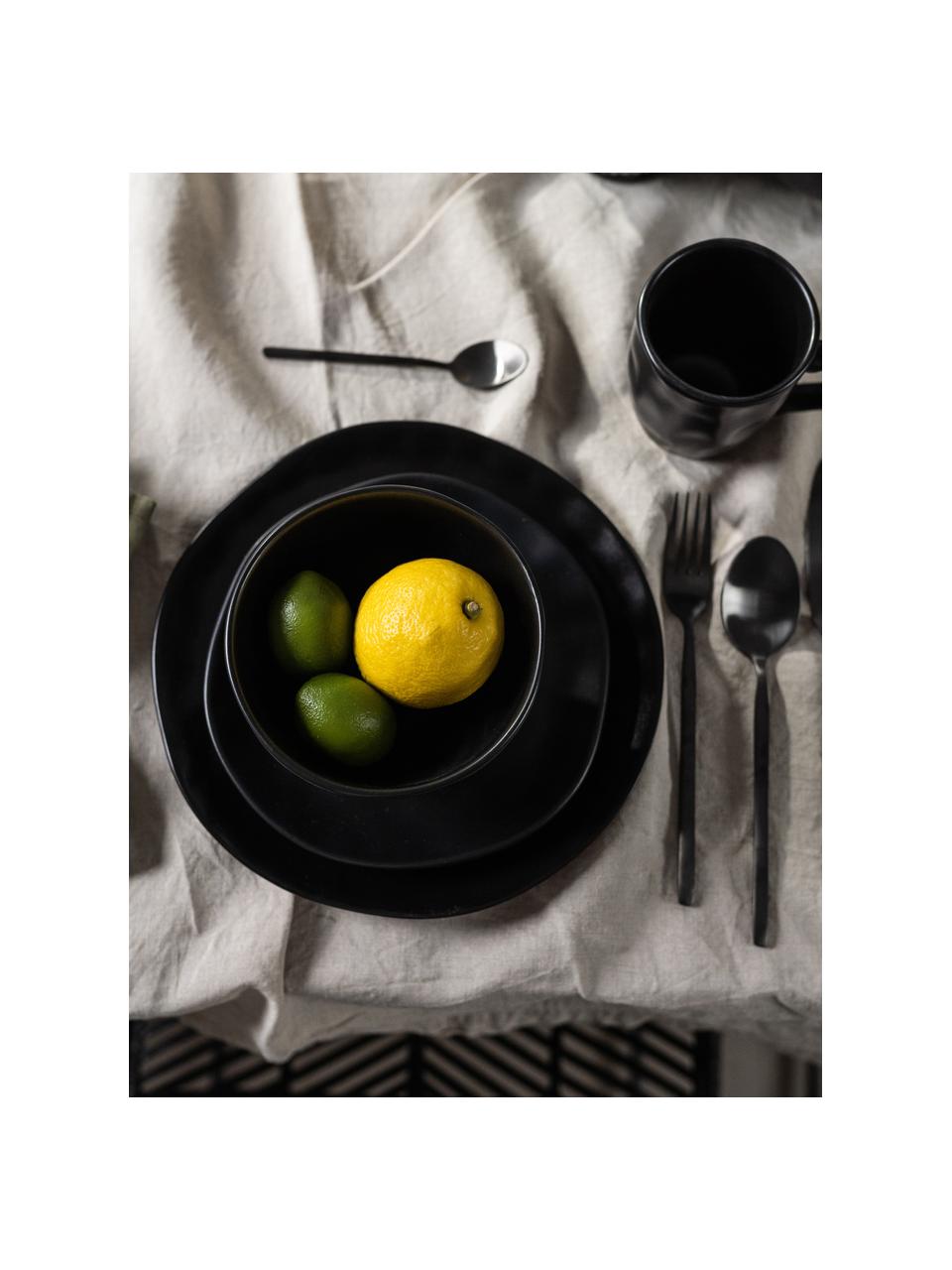 Ontbijtborden Organic, 4 stuks, Keramiek, Zwart, Ø 20 cm