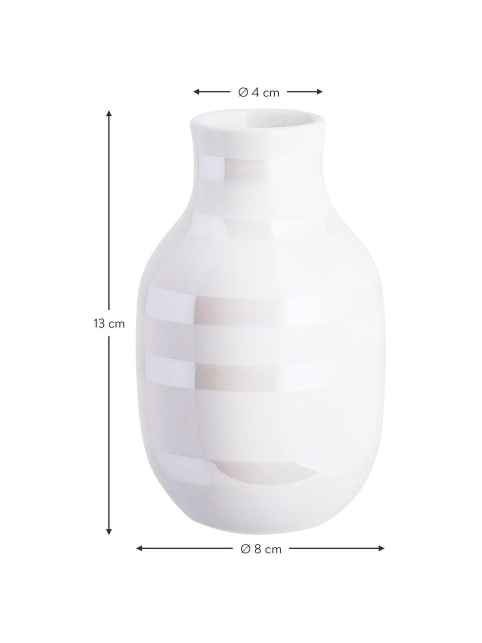 Malá ručne vyrobená dizajnová váza  Omaggio, Keramika, Biela, perleťové farby, Ø 8 x V 13 cm