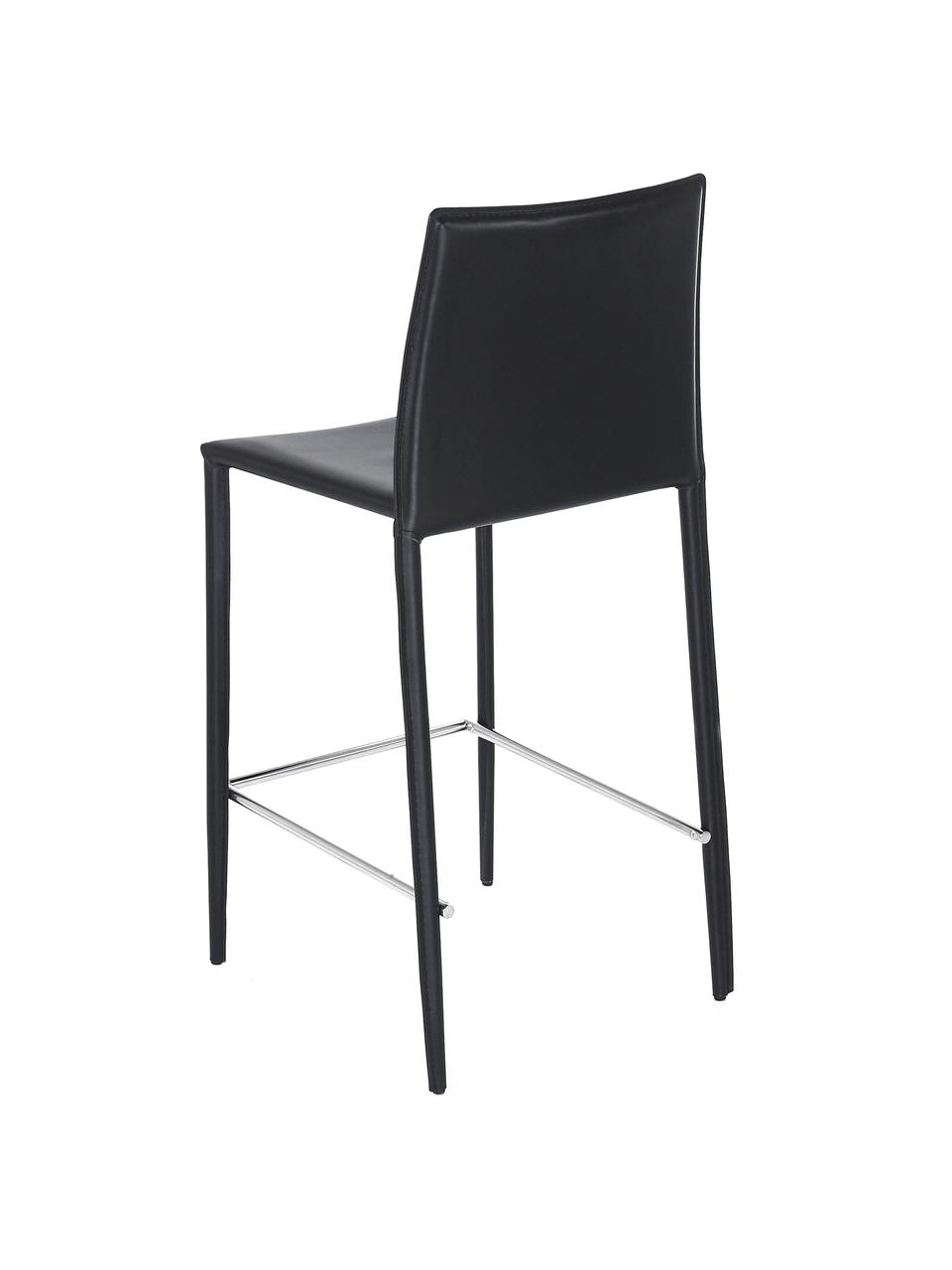 Barová židle z kůže Boréalys, 2 ks, Černá, Š 44 cm, V 98 cm