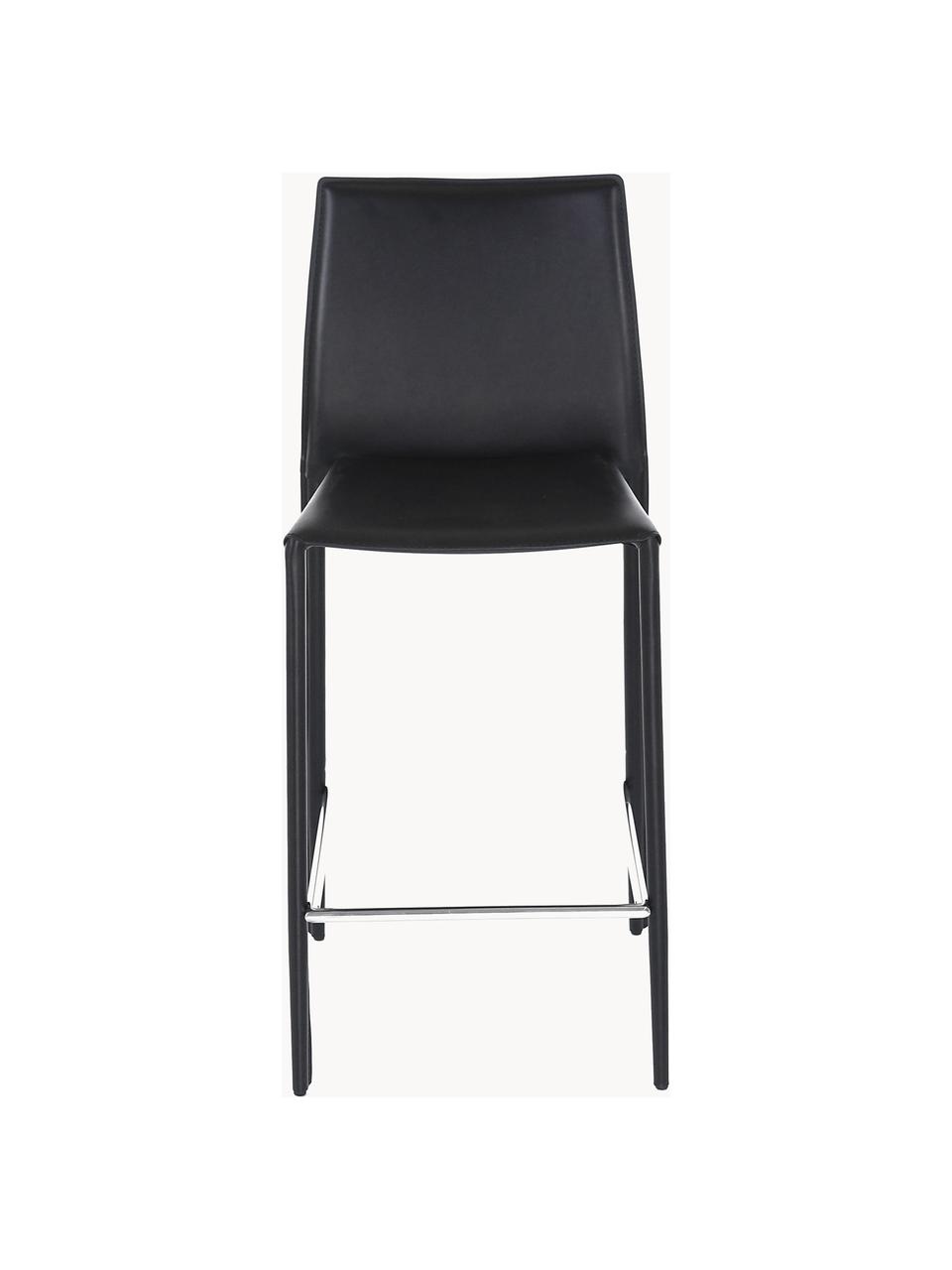 Chaises de comptoir en cuir Boréalys, 2 pièces, Cuir noir, larg. 44 x haut. 98 cm