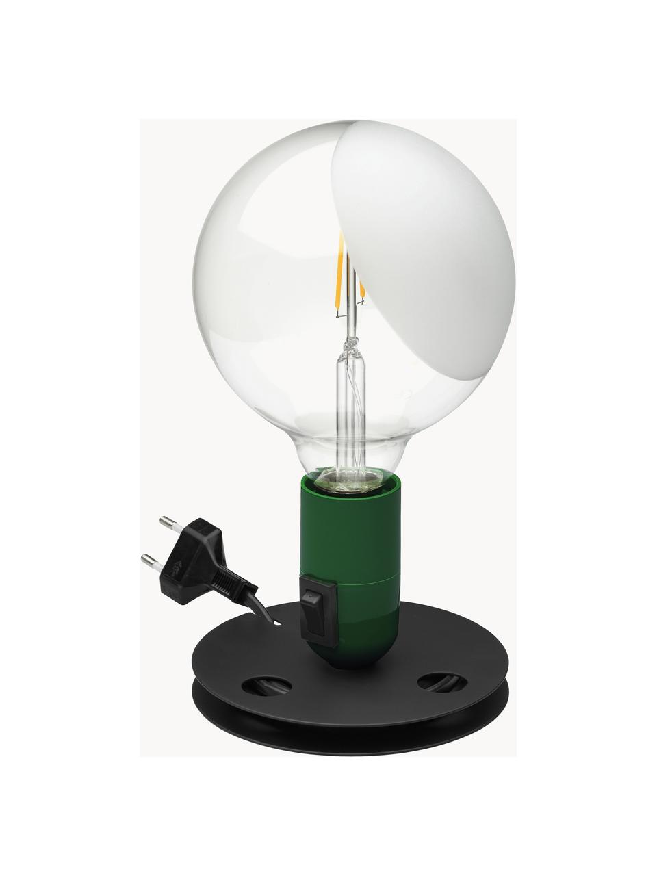 Lámpara de mesa pequeña Lampadina, Pantalla: vidrio, Estructura: plástico, metal recubiert, Cable: plástico, Verde oscuro, Ø 15 x Al 25 cm