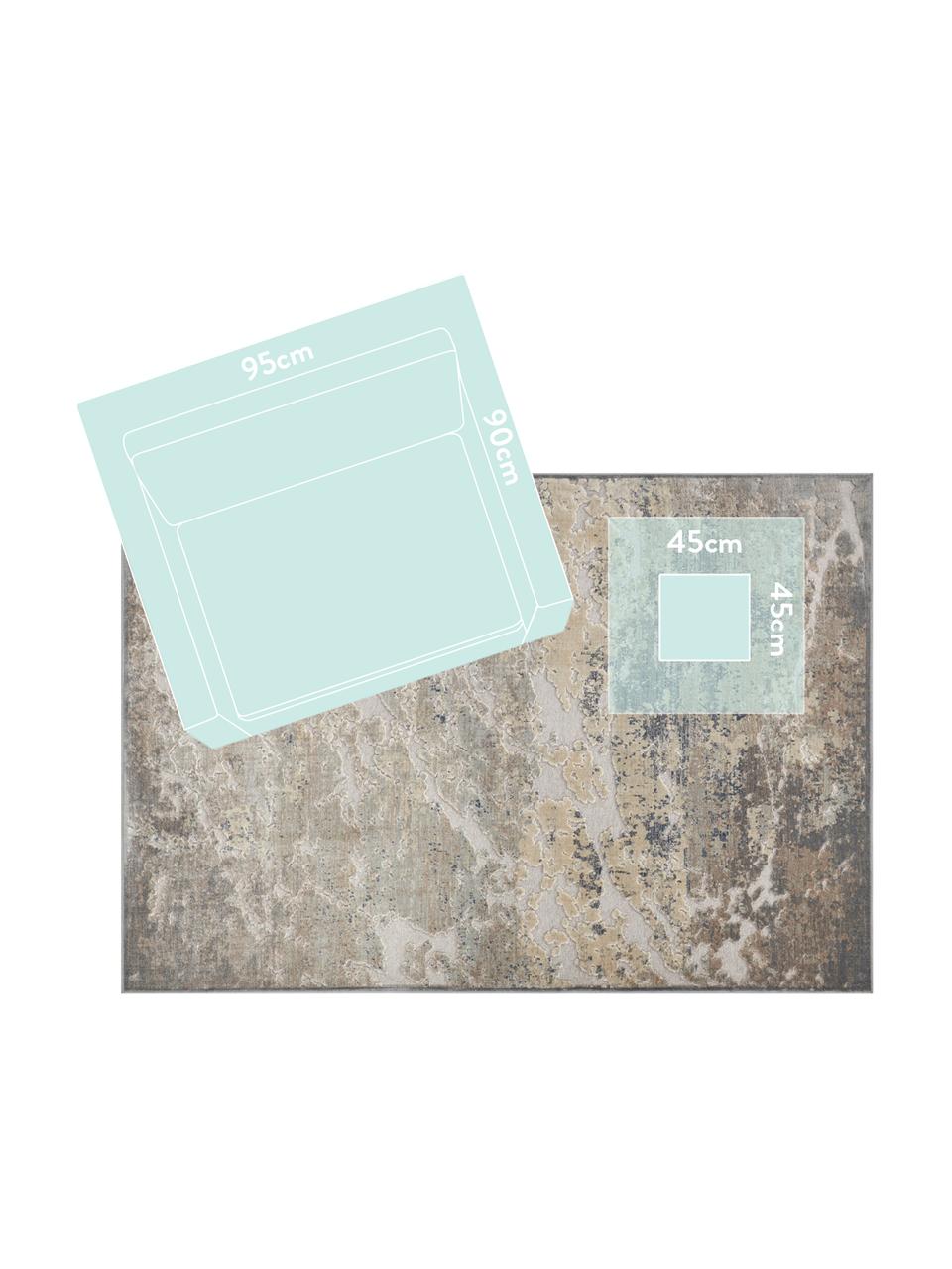Tappeto in viscosa con effetto a rilievo Arroux, Retro: juta, Grigio, argentato, Larg. 200 x Lung. 300 cm (taglia L)