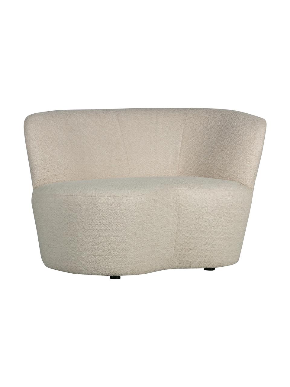 Grote bouclé fauteuil Sibylla, Bekleding: 100% polyester, Bouclé beige, B 112 x D 80 cm