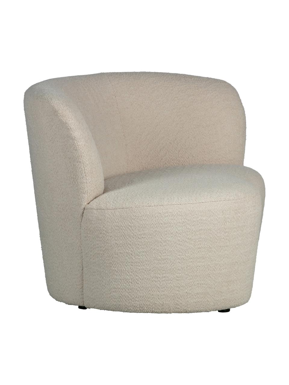Grote bouclé fauteuil Sibylla, Bekleding: 100% polyester, Bouclé beige, B 112 x D 80 cm