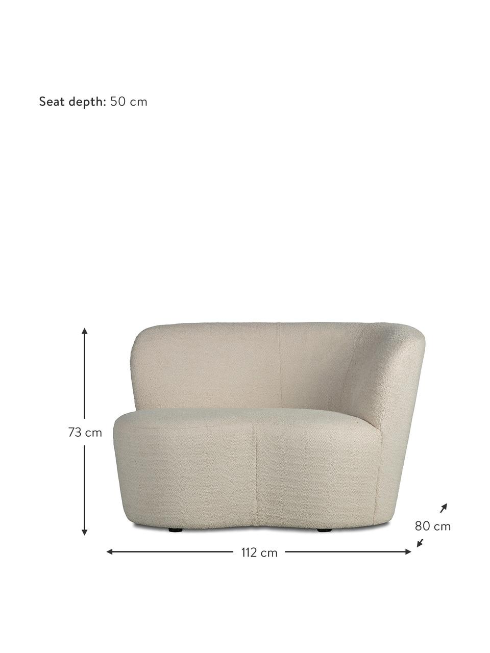 Grote bouclé fauteuil Sibylla, Bekleding: 100% polyester, Bouclé beige, B 112 x D 80 cm