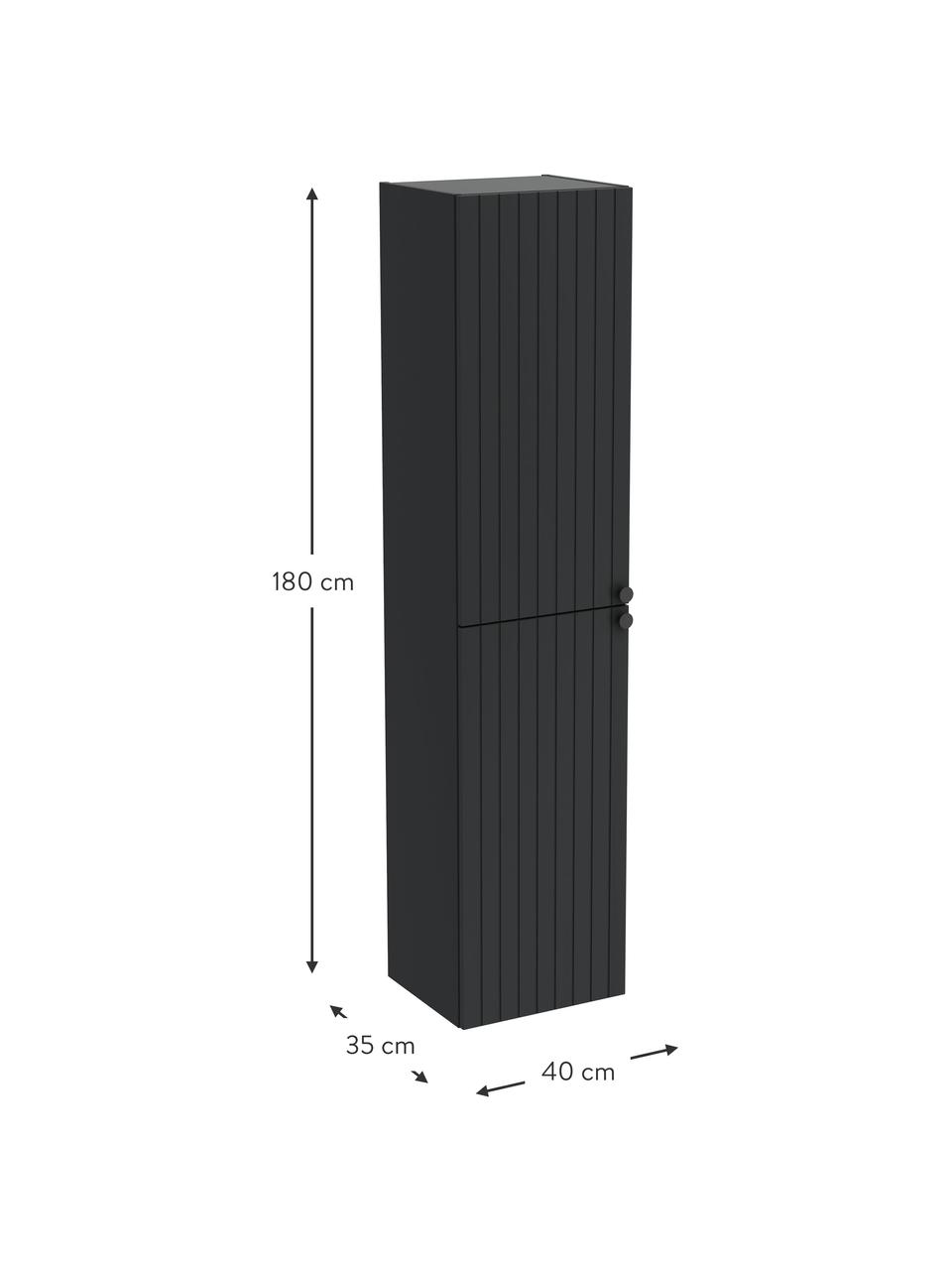 Bad-Hochschrank Emil mit matter Oberfläche, Griffe: Aluminium, beschichtet, Anthrazit, B 40 x H 180 cm