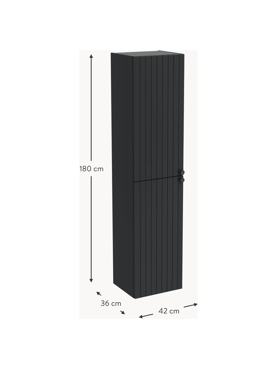 Bad-Hochschrank Emil mit matter Oberfläche, Griffe: Metall, beschichtet, Anthrazit, B 42 x H 180 cm