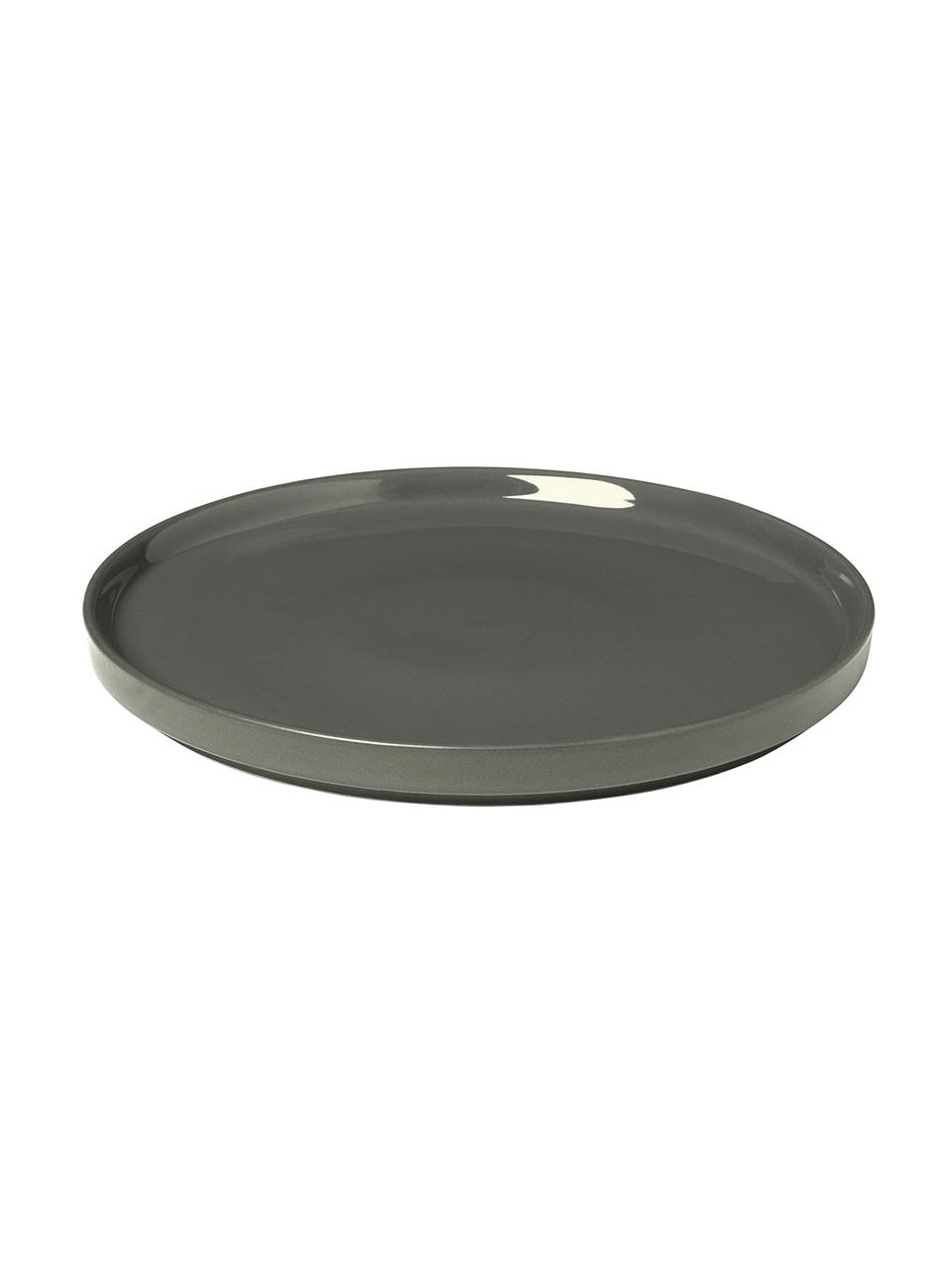 Piattino da dessert grigio scuro opaco/lucido Pliar 6 pz, Ceramica, Grigio scuro, Ø 20 cm