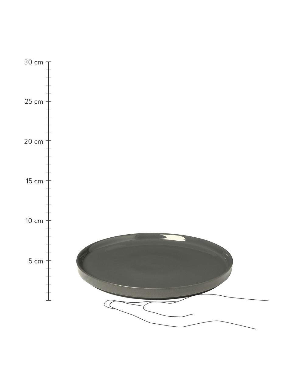 Ontbijtborden Pilar in mat/glanzend donkergrijs, 6 stuks, Keramiek, Donkergrijs, Ø 20 cm