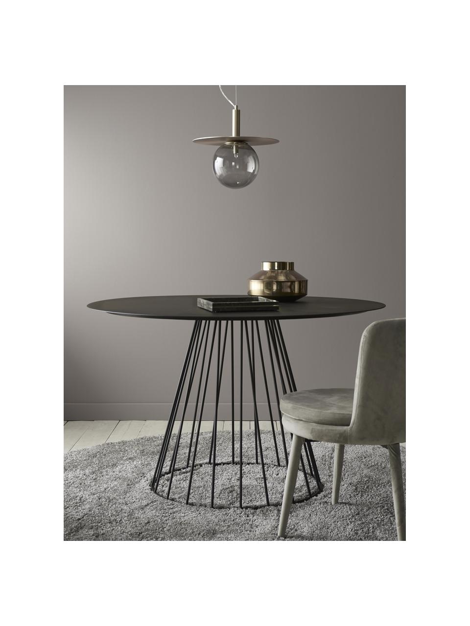 Table à manger ronde noire en métal Maggie, Ø 120 cm, Bois, noir, Ø 120 x haut. 75 cm