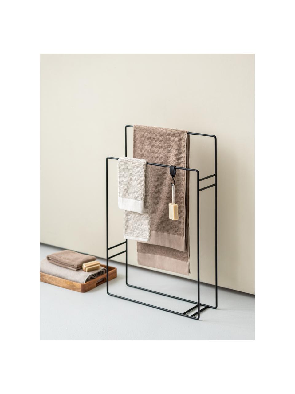 Metalen handdoekrek Delaya, Staal, gepoedercoat, Zwart, B 60 x H 90 cm