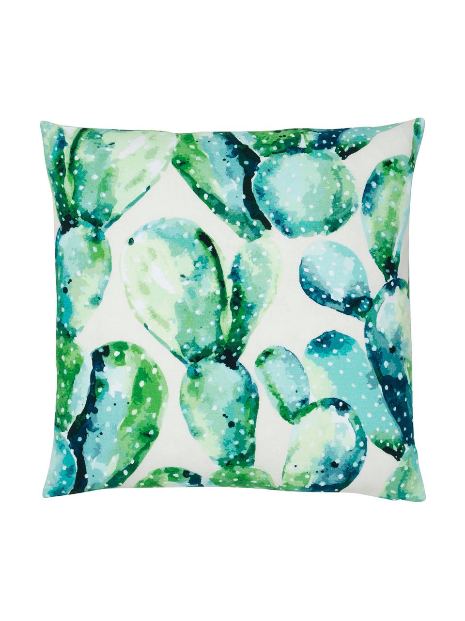 Kissenhülle Tobin mit Kaktus Print, 100% Baumwolle, Grün, Cremeweiß, 50 x 50 cm