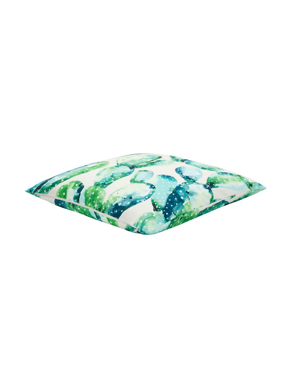 Housse de coussin pur coton cactus Tobin, Vert, crème