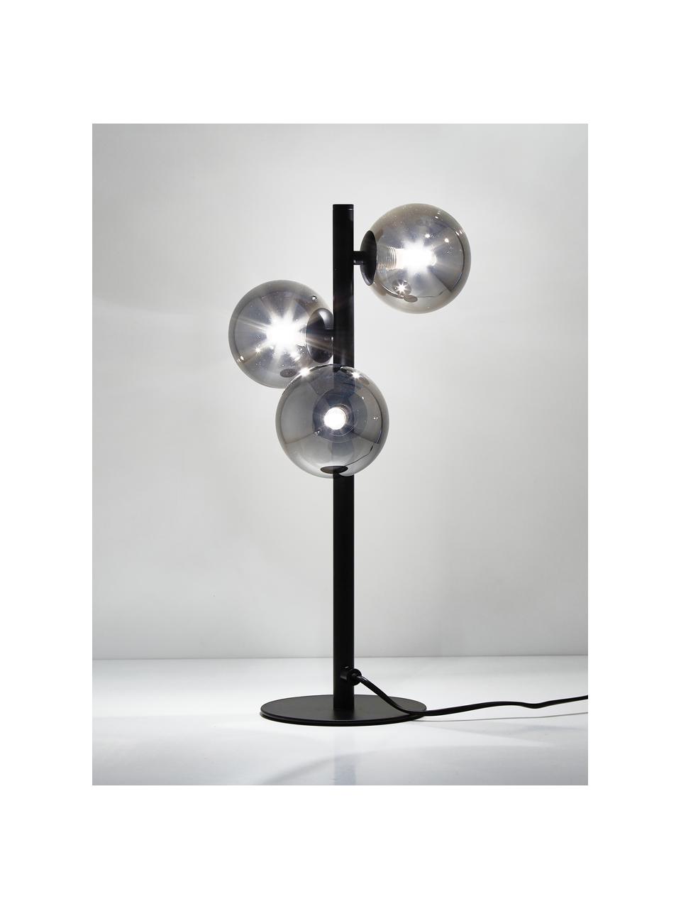 Lampa stołowa ze szkła lustrzanego Molekyl, Czarny, szary, Ø 22 x W 46 cm
