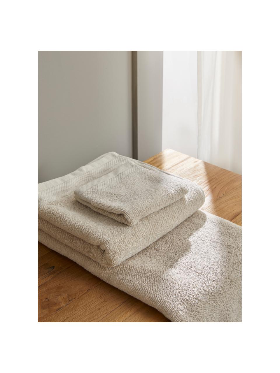 Lot de serviettes de bain coton bio Premium, 3 élém., 100 % coton bio certifié GOTS (par GCL International, GCL-300517)
Qualité supérieure 600 g/m², Beige, Lot de différentes tailles