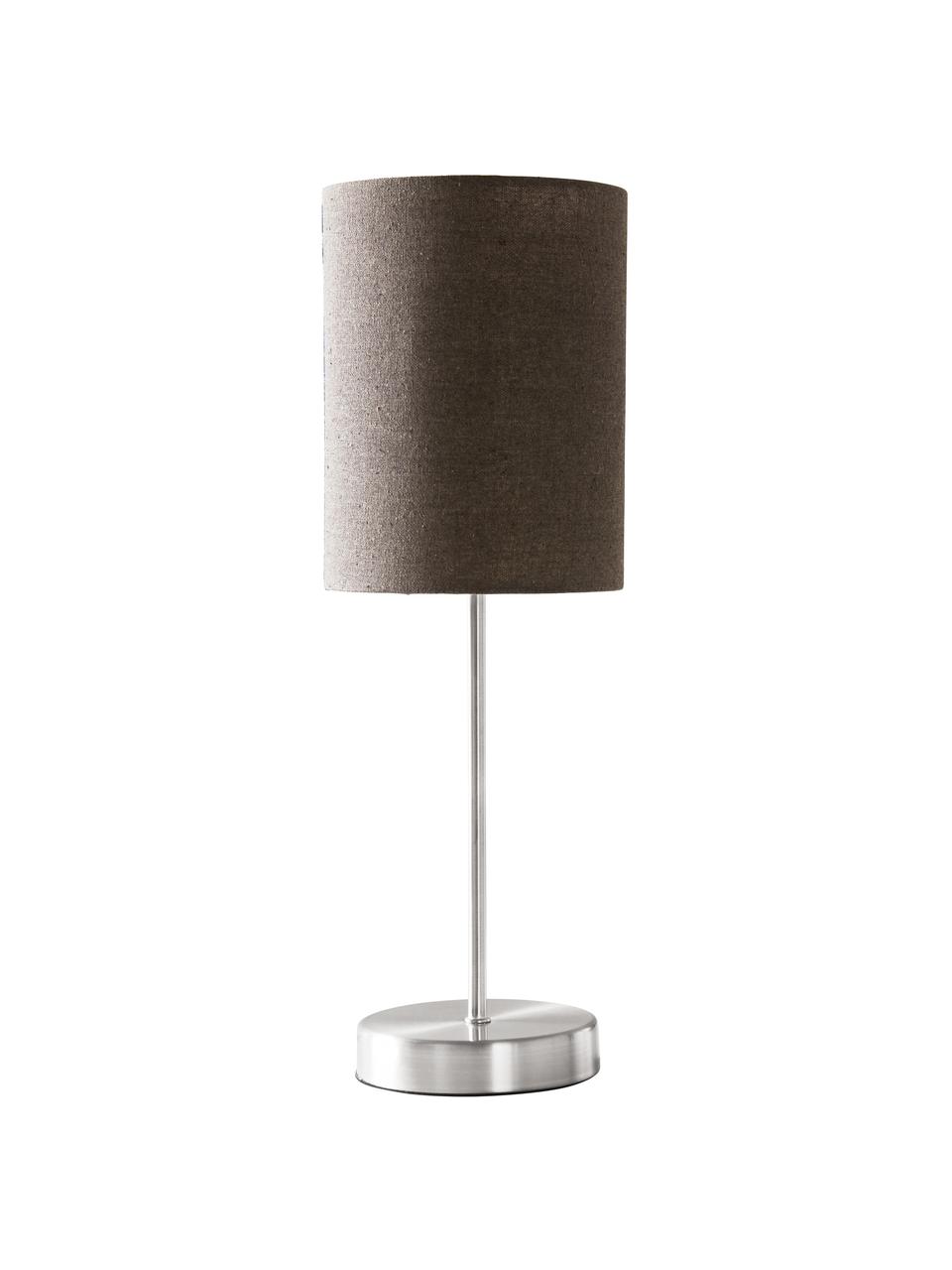 Lámpara de noche Seth, 2 uds., estilo clásico, Pantalla: tela, Estructura: metal niquelado, Cable: plástico, Gris, níquel, Ø 15 x Al 45 cm