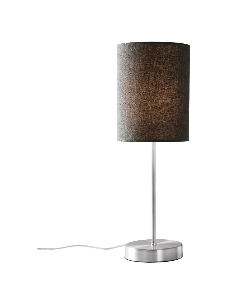 Lámpara de noche Seth, 2 uds., estilo clásico, Pantalla: tela, Estructura: metal niquelado, Cable: plástico, Gris, níquel, Ø 15 x Al 45 cm